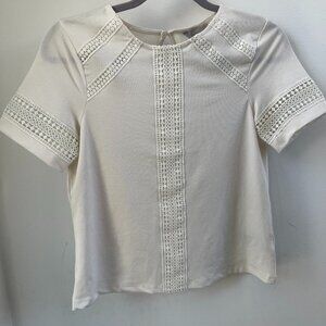 White short sleeve top with lace detailing in size XS